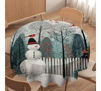 LUYYSKY Beautiful Cute Anime Blue Bird Waterproof Round Tablecloth Colorful Traditional Mexican Animals Blue Birds Plants Flowers Washable Table Cover for Kitchen-70 Wx70 L