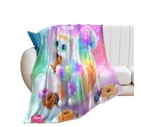 LUYYSKY Beautiful Cute Japanese Cat Flannel Blanket Bedding Sofa Decor Fantasy Abstract Rainbow Sky Animal Cat Botanical Plant Flowers Soft Warm Throw Blanket, 150x200 cm