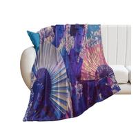 LUYYSKY Beautiful Elegant Japanese Geisha Lightweight Flannel Blanket Vintage Rustic Spring Plant Cherry Blossom Tree Asian Girl Cozy Soft Throw Blanket, 150x200 cm