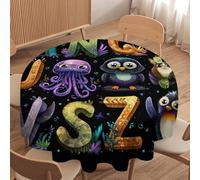 LUYYSKY Beautiful Exotic Aztec Cactus Waterproof Round Tablecloth Traditional Abstract Mexican Native Tribal Tropical Plants Cactus Washable Table Cover for Kitchen-70 Wx70 L