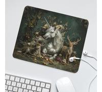 LUYYSKY Beautiful Fantasy Anime Unicorn Waterproof Base Mouse Pad Classic Vintage Spring Forest Animals Unicorn Elk Plants Fruits Floral Desk Accessories Decor Lightweight Mouse Pad-30 x 25 CM