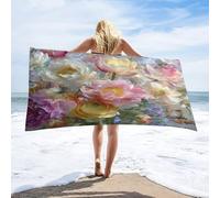 LUYYSKY Beautiful Fantasy Botanical Flowers Quick-Drying Beach Towel, Modern Art Boho Plant Floral Animal Butterfly Pattern Travel Vacation Single Sided Pile Bathroom Towels-80 W cm x 160" L cm