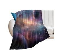 LUYYSKY Beautiful Fantasy Galaxy Flannel Blanket Bedding Sofa Decor Modern Funny Outer Space Constellation Nebula Planet Soft Warm Throw Blanket, 130x150 cm