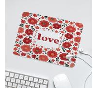 LUYYSKY Beautiful Funny Red Floral Waterproof Base Mouse Pad Classic Aesthetic Valentines Day Love Design Square Pattern Desk Accessories Decor Lightweight Mouse Pad-24 x 20 CM