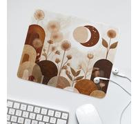 LUYYSKY Beautiful Geometric Bohemian Pattern Waterproof Base Mouse Pad Rustic Minimalist Abstract Moon Botanical Plant Leaf Print Desk Accessories Decor Lightweight Mouse Pad-30 x 25 CM