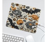 LUYYSKY Beautiful Gothic Wildlife Bats Waterproof Base Mouse Pad Classic Rustic Watercolor Halloween Animals Bats Plants Flowers Desk Accessories Decor Lightweight Mouse Pad-30 x 25 CM