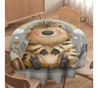 LUYYSKY Beautiful Japanese Cherry Blossom Waterproof Round Tablecloth Vintage Asian Garden Landscape Plants Pink Cherry Blossom Trees Washable Table Cover for Kitchen-50 Wx50 L