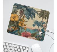 LUYYSKY Beautiful Modern Summer Beach Waterproof Base Mouse Pad Classic Watercolor Ocean Beach Rainforest Plants Palm Trees Floral Desk Accessories Decor Lightweight Mouse Pad-30 x 25 CM
