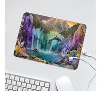 LUYYSKY Beautiful Ocean Animals Dolphin Non-Slip Rubber Mouse Pad Colorful Realistic Tropical Rainforest Waterfall Butterfly Mouse Pads for Computers Laptop Mouse-24 x 20CM