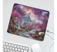 LUYYSKY Beautiful Outer Space Mountain Waterproof Base Mouse Pad Watercolor Realistic Starry Sky Waterfall Cherry Blossom Desk Accessories Decor Lightweight Mouse Pad-30 x 25 CM