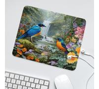 LUYYSKY Beautiful Realistic Animals Bird Non-Slip Rubber Mouse Pad Colorful Watercolor Tropical Jungle Waterfall Bird Plants Flowers Mouse Pads for Computers Laptop Mouse-30 x 25 CM