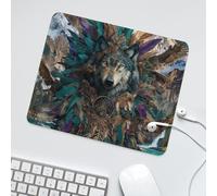 LUYYSKY Beautiful Realistic Animals Wolf Non-Slip Rubber Mouse Pad Beautiful Natural Landscape Native Americans Tribal Dreamcatcher Mouse Pads for Computers Laptop Mouse-30 x 25 CM