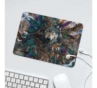 LUYYSKY Beautiful Realistic Animals Wolf Non-Slip Rubber Mouse Pad Beautiful Natural Landscape Native Americans Tribal Dreamcatcher Mouse Pads for Computers Laptop Mouse-24 x 20CM