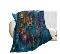 LUYYSKY Beautiful Realistic Exotic Tiger Flannel Blanket Bedding Sofa Decor Modern Natural Galaxy Landscape Animal Tiger Butterflies Plant Floral Soft Warm Throw Blanket, 130x150 cm