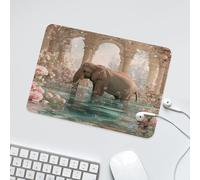 LUYYSKY Beautiful Realistic Indian Elephant Non-Slip Rubber Mouse Pad Colorful Abstract Spring Castle Animal Elephant Flower Rose Mouse Pads for Computers Laptop Mouse-24 x 20CM