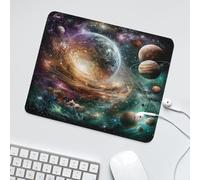 LUYYSKY Beautiful Realistic Neon Galaxy Waterproof Base Mouse Pad Fantasy Abstract Universe Theme Nebula Planet Constellation Planet Desk Accessories Decor Lightweight Mouse Pad-30 x 25 CM