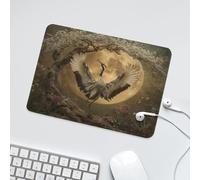 LUYYSKY Beautiful Realistic Red Japanese Crane Non-Slip Rubber Mouse Pad Colorful Asian Culture Full Moon Animal Crane Cherry Blossom Mouse Pads for Computers Laptop Mouse-24 x 20 CM