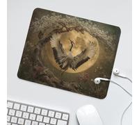 LUYYSKY Beautiful Realistic Red Japanese Crane Waterproof Base Mouse Pad Colorful Asian Culture Full Moon Animal Crane Cherry Blossom Desk Accessories Decor Lightweight Mouse Pad-30 x 25 CM