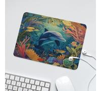 LUYYSKY Beautiful Realistic Sea Life Dolphin Non-Slip Rubber Mouse Pad Classic Oil Painting Ocean Underwater Animal Fish Dolphin Turtle Coral Mouse Pads for Computers Laptop Mouse-24 x 20 CM