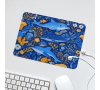 LUYYSKY Beautiful Retro Animal Dolphin Non-Slip Rubber Mouse Pad Beautiful Classic Nautical Ocean Fish Dolphin Coral Pattern Mouse Pads for Computers Laptop Mouse-24 x 20 CM