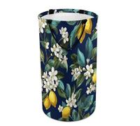 LUYYSKY Beautiful Retro Lemon Tree Versatile Storage Laundry Basket, Colorful Realistic Plants White Floral Green Leaves Yellow Lemons Large Capacity Bathroom Hamper With Handle