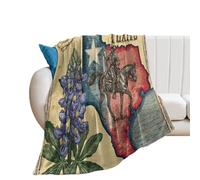 LUYYSKY Beautiful Retro Texas Cowboy Flannel Blanket Bedding Sofa Decor Rustic Abstract American Flag Animal Horse Plant Wisteria Star Pattern Soft Warm Throw Blanket, 76x100 cm