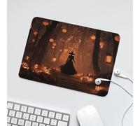 LUYYSKY Beautiful Romantic Elegant Witch Non-Slip Rubber Mouse Pad Spooky Abstract Halloween Night Forest Witch Plants Pumpkin Mouse Pads for Computers Laptop Mouse-24 x 20 CM