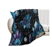 LUYYSKY Beautiful Romantic Fantasy Fish Lightweight Flannel Blanket Funny Modern Galaxy Moon Constellations Animal Fish Cozy Soft Throw Blanket, 100x130 cm