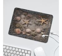 LUYYSKY Beautiful Rustic Beach Shell Non-Slip Rubber Mouse Pad Abstract Ocean Sea Life Nautical Starfish Fishing Net Print Mouse Pads for Computers Laptop Mouse-24 x 20CM
