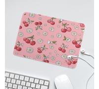 LUYYSKY Beautiful Rustic Cherry Bow Non-Slip Rubber Mouse Pad Minimalist Watercolor Botanical Fruit Cherry Daisy Flowers Print Mouse Pads for Computers Laptop Mouse-24 x 20 CM