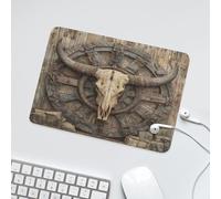 LUYYSKY Beautiful Rustic Cow Skull Waterproof Base Mouse Pad Classic Retro Western Country Barn Cow Skull Antique Wheel Desk Accessories Decor Lightweight Mouse Pad-24 x 20 CM