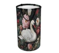 LUYYSKY Beautiful Rustic Elegant Swan Collapsible Dirty Clothes Basket, Modern Retro William Morris Flowers Animal Swan Portable Clothes Storage Basket