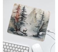 LUYYSKY Beautiful Rustic Farm Deer Non-Slip Rubber Mouse Pad Classic Christmas New Year Winter Pine Forest Animal Elk Bird Mouse Pads for Computers Laptop Mouse-30 x 25 CM