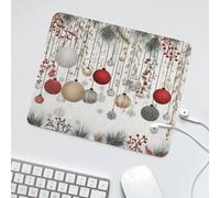 LUYYSKY Beautiful Rustic Merry Christmas Non-Slip Rubber Mouse Pad Modern Art Winter Colorful Balls Snowy Landscape Pine Trees Mouse Pads for Computers Laptop Mouse-30 x 25 CM