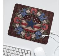 LUYYSKY Beautiful Rustic Star Pattern Waterproof Base Mouse Pad Classic Retro Western Texas Star Antique Wooden Board Plant Flowers Desk Accessories Decor Lightweight Mouse Pad-30 x 25 CM
