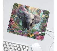 LUYYSKY Beautiful Rustic Tropical Elephant Non-Slip Rubber Mouse Pad Modern Natural Waterfall Animals Bird Plants Flower Palm Leaves Mouse Pads for Computers Laptop Mouse-30 x 25 CM