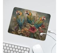 LUYYSKY Beautiful Rustic Tropical Parrot Non-Slip Rubber Mouse Pad Rustic Abstract Animal Parrots Plant Tropical Floral Print Mouse Pads for Computers Laptop Mouse-24 x 20 CM