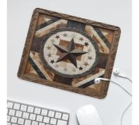 LUYYSKY Beautiful Texas Star Pattern Waterproof Base Mouse Pad Modern Retro Western Rustic Geometric Star Print Wooden Texture Desk Accessories Decor Lightweight Mouse Pad-30 x 25 CM