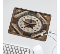LUYYSKY Beautiful Texas Star Pattern Waterproof Base Mouse Pad Modern Retro Western Rustic Geometric Star Print Wooden Texture Desk Accessories Decor Lightweight Mouse Pad-24 x 20 CM