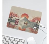 LUYYSKY Beautiful Vintage Mount Fuji Waterproof Base Mouse Pad Fantasy Geometric Japanese Red Sun Torii Plant Cherry Blossom Tree Desk Accessories Decor Lightweight Mouse Pad-24 x 20 CM