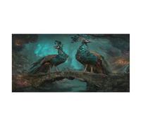 LUYYSKY Beautiful Vintage Peacock Absorbent Beach Towel, Colorful Fantasy Tropical Misty Forest Animal Peacocks Outdoor Single-Sided Velvet Beach Towel
