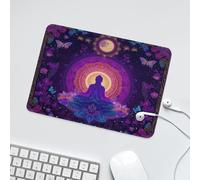 LUYYSKY Beautiful Watercolor Indian Yoga Non-Slip Rubber Mouse Pad Classic Rustic Mythical Moon Animal Butterfly Plant Mandala Flowers Mouse Pads for Computers Laptop Mouse-24 x 20 CM
