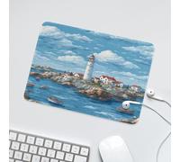 LUYYSKY Beautiful Watercolor Lighthouse Waterproof Base Mouse Pad Colorful Anime Nautical Theme Summer Beach Sea Lighthouse Ship Desk Accessories Decor Lightweight Mouse Pad-24 x 20CM