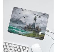 LUYYSKY Beautiful Watercolor Ocean Lighthouse Non-Slip Rubber Mouse Pad Colorful Mid Century Oil Painting Nautical Waves Reef Seagull Mouse Pads for Computers Laptop Mouse-24 x 20CM