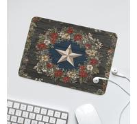 LUYYSKY Beautiful Watercolor Star Print Waterproof Base Mouse Pad Retro Funny Western Texas Star Antique Wooden Board Plant Flowers Desk Accessories Decor Lightweight Mouse Pad-24 x 20 CM