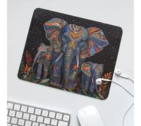 LUYYSKY Bohemian Indian Mandala Elephant Non-Slip Rubber Mouse Pad Rustic Watercolor Tropical Forest Wildlife Elephant Mouse Pads for Computers Laptop Mouse-30 x 25 CM