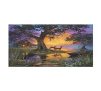LUYYSKY Cabin Rustic Deer Quick-Drying Beach Towel, Vintage Colorful Fall Misty Forest Sunset Wildlife Deer Travel Vacation Single Sided Pile Bathroom Towels