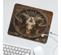 LUYYSKY Classic Abstract Cow Skull Waterproof Base Mouse Pad Beautiful Vintage Western Country Barn Cow Skull Antique Wheel Desk Accessories Decor Lightweight Mouse Pad-30 x 25 CM