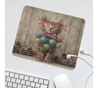 LUYYSKY Classic Abstract Pet Cat Non-Slip Rubber Mouse Pad Modern Rustic Christmas Farmhouse Holiday Xmas Ball Cute Cat Mouse Pads for Computers Laptop Mouse-30 x 25 CM