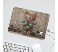 LUYYSKY Classic Abstract Pet Cat Waterproof Base Mouse Pad Modern Rustic Christmas Farmhouse Holiday Xmas Ball Cute Cat Desk Accessories Decor Lightweight Mouse Pad-24 x 20 CM